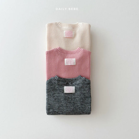 (Pre-order) Daily Bebe - Kids’ Ribbed Knit Sweatshirt 골지니트 맨투맨 (3 Colors)