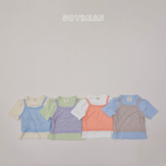(Pre-order) Soybean Kids Summer - T-Shirt & Camisole Layered Set 티&나시레이어SET (4 Colors)