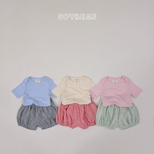 (Pre-order) Soybean Kids Summer - Pumpkin Checks Top & Bottom Set 펌킨첵스상하복 (3 Colors)