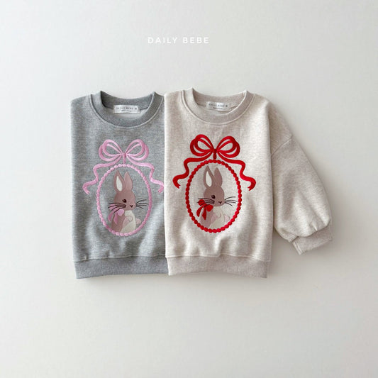 (Pre-order) Daily Bebe - Kids' Bunny Embroidery Sweatshirt 토끼 자수 맨투맨 (2 Colors)