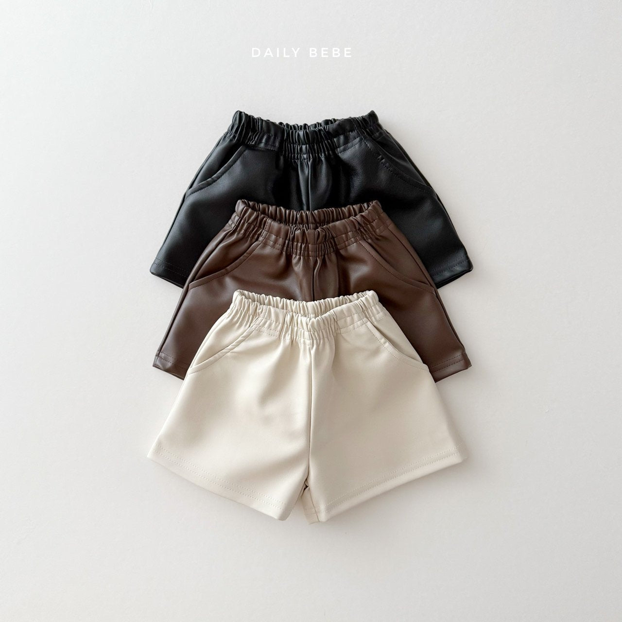(Pre-order) Daily Bebe - Kids' Faux Leather Shorts 깨죽 반바지 (3 Colors)