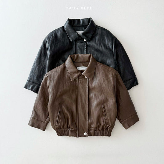 (Pre-order) Daily Bebe - Kids' Faux Leather Jacket 깨죽자켓 (2 Colors)