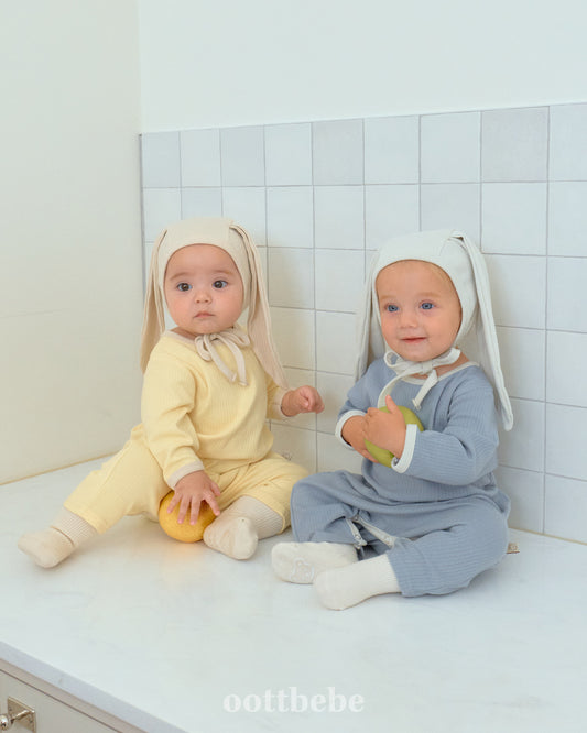 (Pre-order) OOTTBEBE - Buttercream Full Bodysuit Set (with Bonnet) 버터크림전신슈트 Set (보넷포함) (3 Colors)