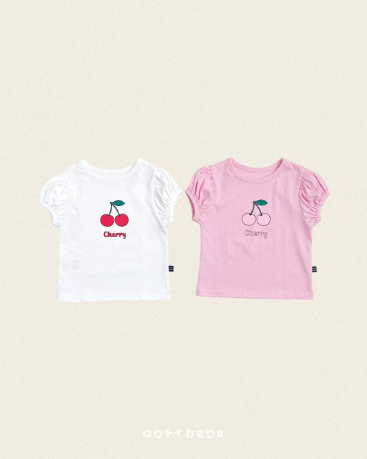 (Pre-order) OOTTBEBE Summer -  Cherry Puff T-shirt 체리퍼프티셔츠 (2 Colors)