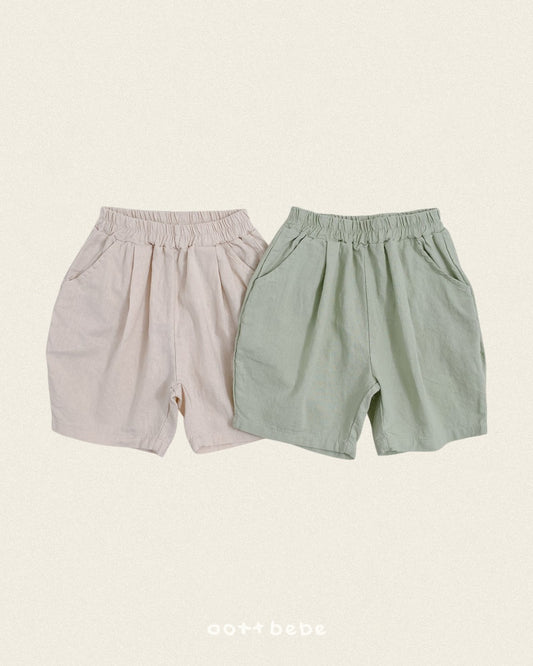 (Pre-order) OOTTBEBE Summer -  Olive Linen Shorts 올리브린넨팬츠 (2 Colors)