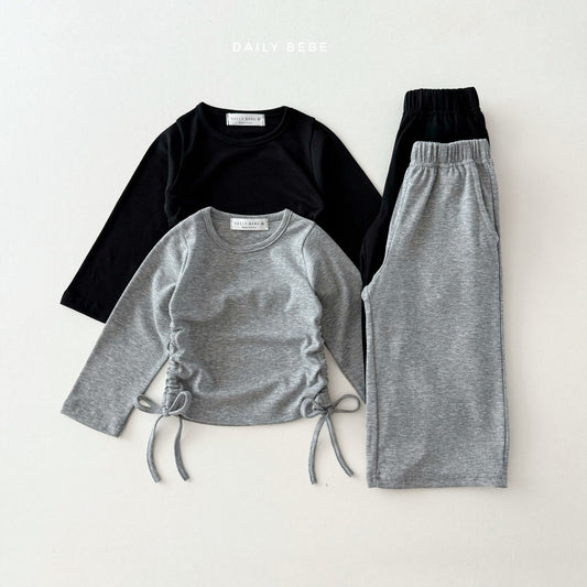 (Pre-order) Daily Bebe - Kids’ Side Shirring Top & Bottom Set 옆셔링세트 (2 Colors)