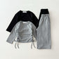 (Pre-order) Daily Bebe - Kids’ Side Shirring Top & Bottom Set 옆셔링세트 (2 Colors)