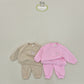 (Pre-order) Soybean Kids - Heart Embroidered Top & Bottom Set 하트자수상하복 (2 Colors)