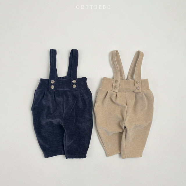 (Pre-order) OOTTBEBE - Velour Overall Pants 벨로아멜빵팬츠 (2 Colors)