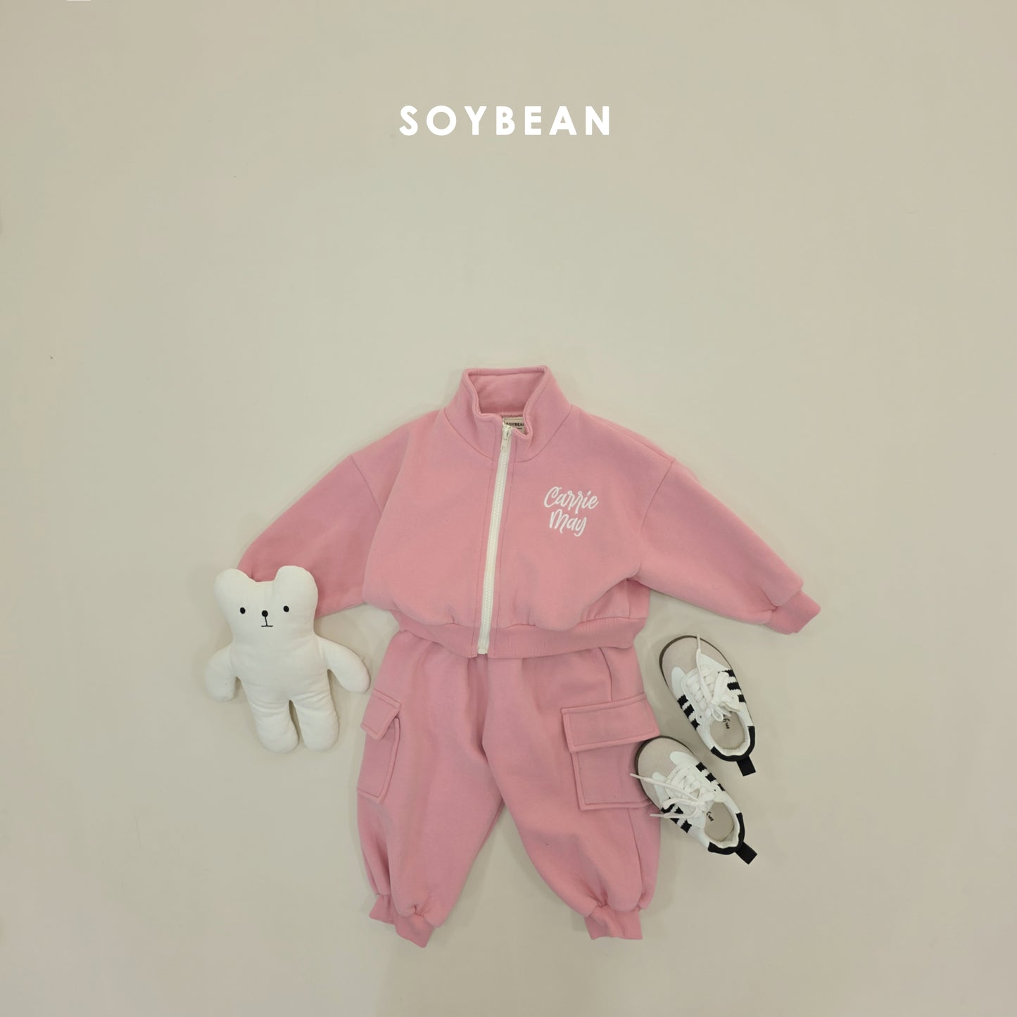 (Pre-order) Soybean Kids Winter - Zip-Up Cargo Fleece-Lined Top & Bottom Set 집업카고상하복 (2 Colors)