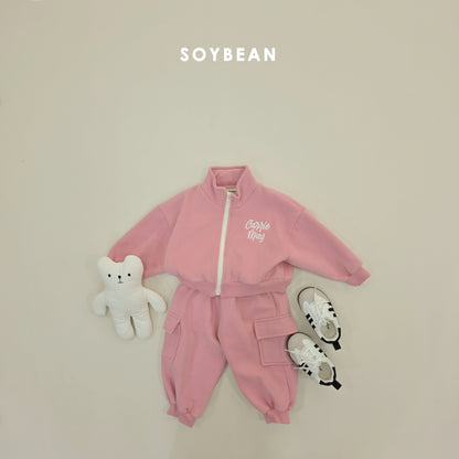 (Pre-order) Soybean Kids Winter - Zip-Up Cargo Fleece-Lined Top & Bottom Set 집업카고상하복 (2 Colors)