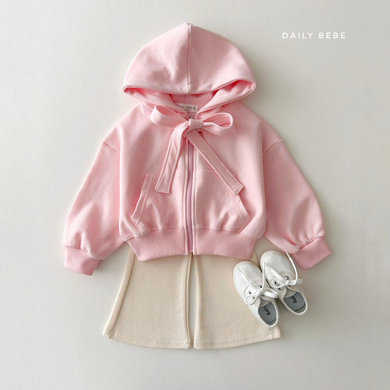 (Pre-order) Daily Bebe Summer- Kids’ Ribbon Hoodie Zip-Up 리본 후드집업 (3 Colors)