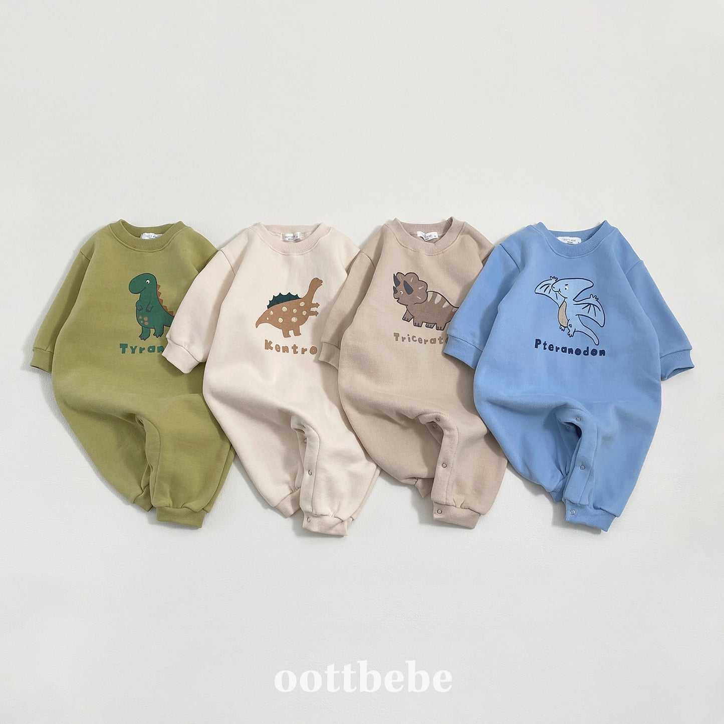 (Pre-order) OOTTBEBE Winter - Dino Friends Full Bodysuit 공룡전신슈트(양기모) (4 Colors)
