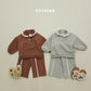 (Pre-order) Soybean Kids Winter - Collar Frill Fleece-Lined Top & Bottom Set 카라프릴양기모상하 (2 Colors)