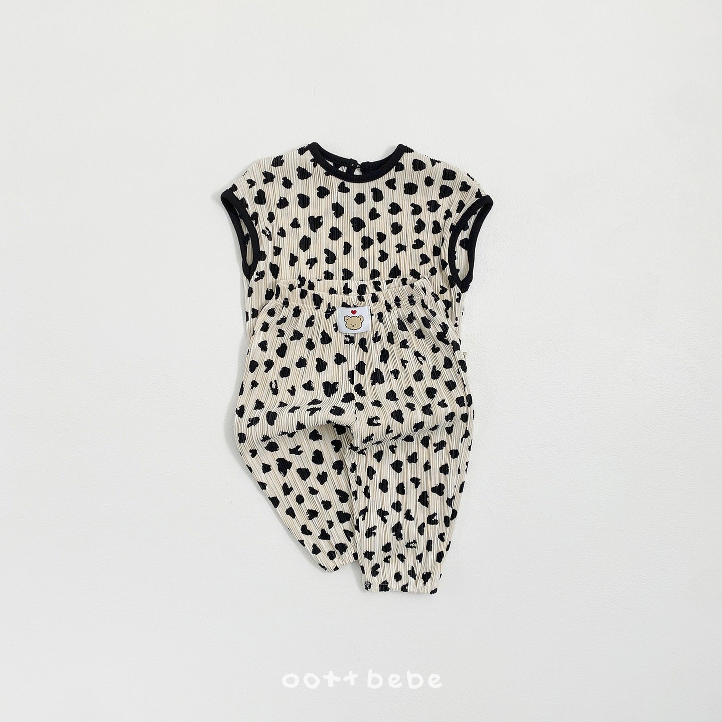 (Pre-order) OOTTBEBE Summer - Petit Leopard Pleated Set 쁘띠호피플리츠상하복 (2 Colors)