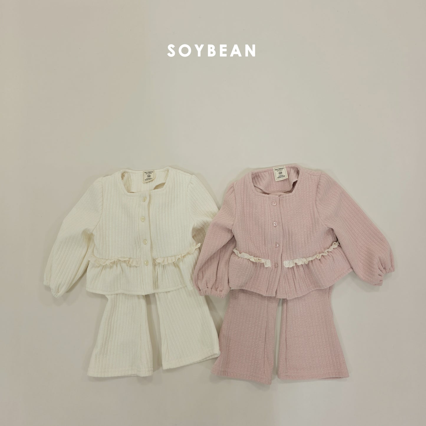 (Pre-order) Soybean Kids Winter - Mochi Square Top & Bottom Set 모찌스퀘어상하 (2 Colors)
