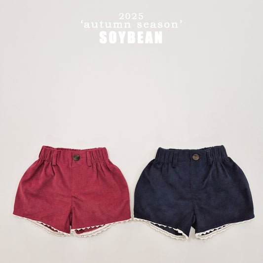 (Pre-order) Soybean Kids - Corduroy Balloon Shorts with Lace 벌룬골덴반바지 (2 Colors)