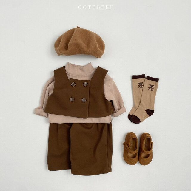 (Pre-order) OOTTBEBE - Chocolate Double-Breasted Vest 초코더블뷔스티에 (2 Colors)