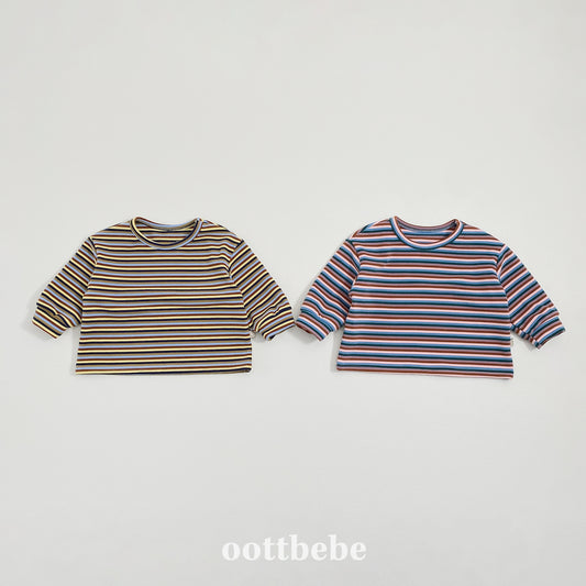 (Pre-order) OOTTBEBE Winter - Chunky Ribbed Stripe Tee 봉봉시보리티 (2 Colors)