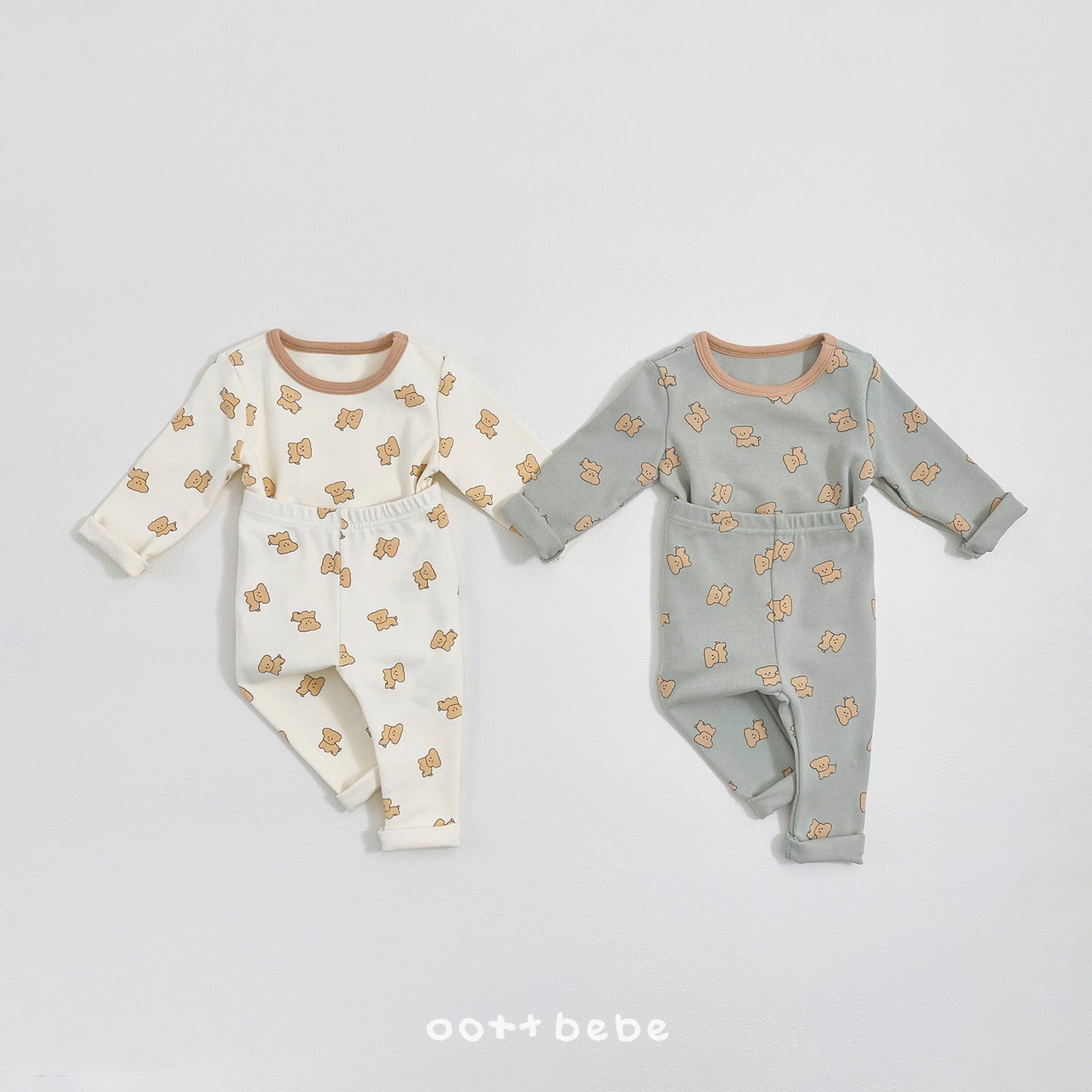 (Pre-order) OOTTBEBE Winter - Mung-Mung Pajama Set 멍멍실내복 (2 Colors)