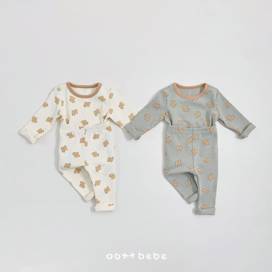 (Pre-order) OOTTBEBE Winter - Mung-Mung Pajama Set 멍멍실내복 (2 Colors)