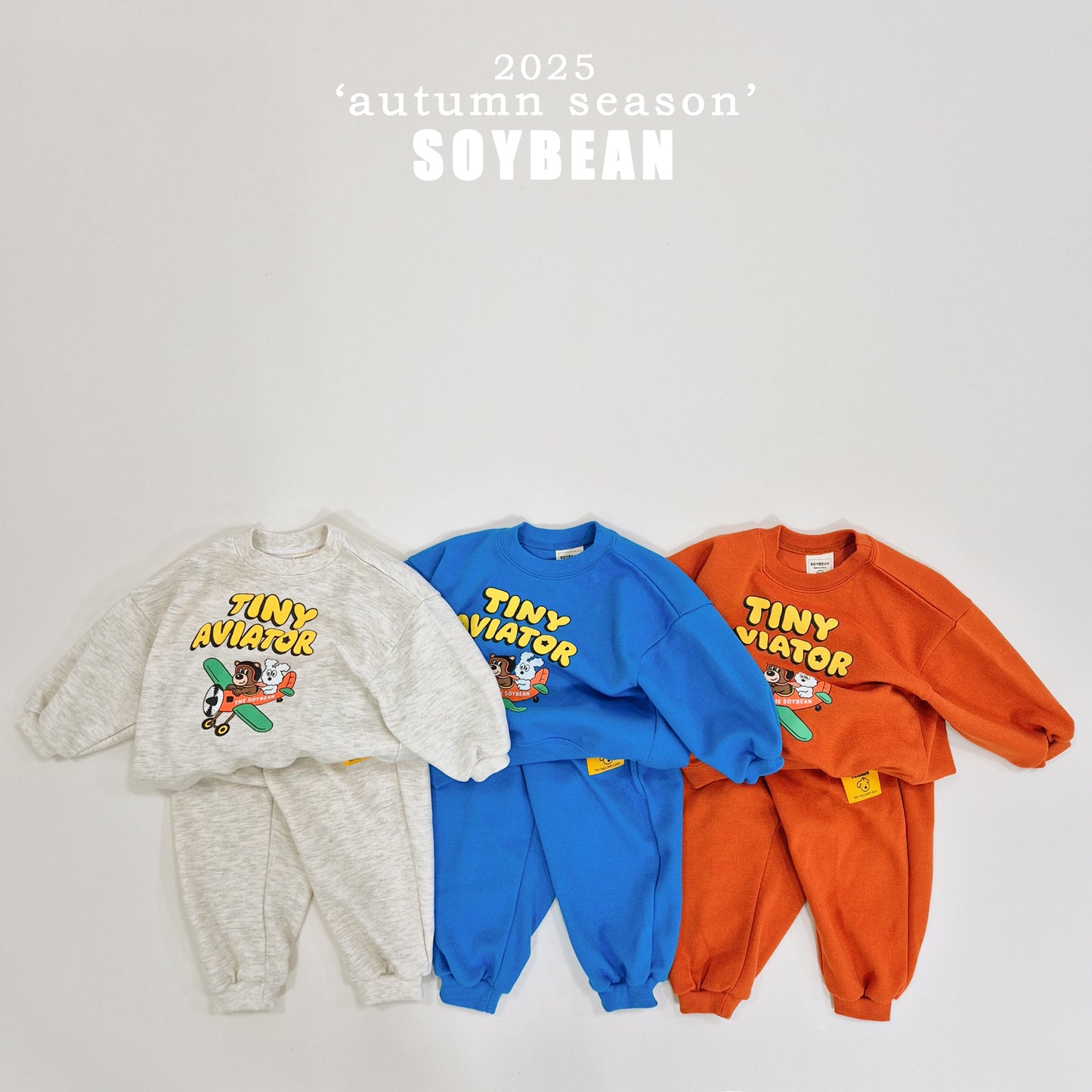 (Pre-order) Soybean Kids - Little Airplane Top & Bottom Set 꼬마비행기상하복 (3 Colors)