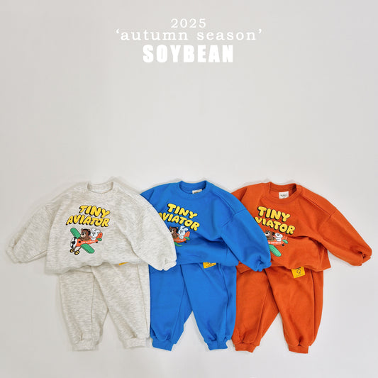 (Pre-order) Soybean Kids - Little Airplane Top & Bottom Set 꼬마비행기상하복 (3 Colors)