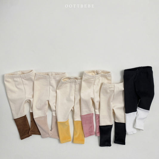 (Pre-order) OOTTBEBE - Color-Block Leggings 배색레깅스 (5 Colors)