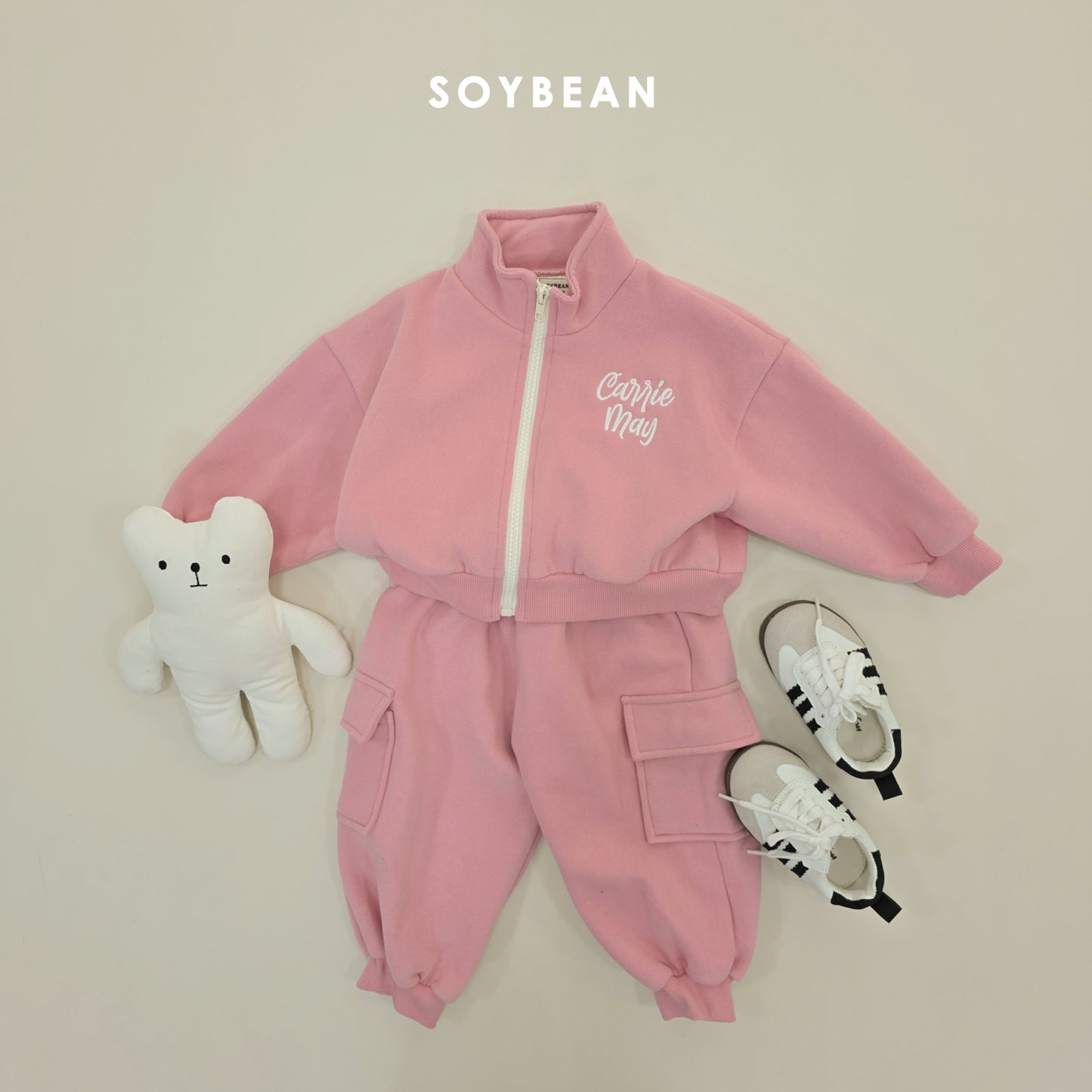 (Pre-order) Soybean Kids Winter - Zip-Up Cargo Fleece-Lined Top & Bottom Set 집업카고상하복 (2 Colors)
