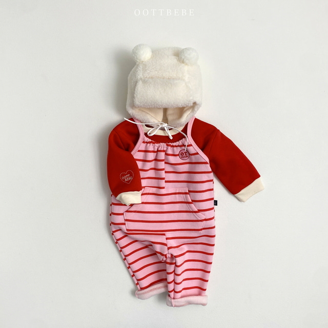 (Pre-order) OOTTBEBE - Snuggle Stripes Overalls 하리보오버롤 (3 Colors)