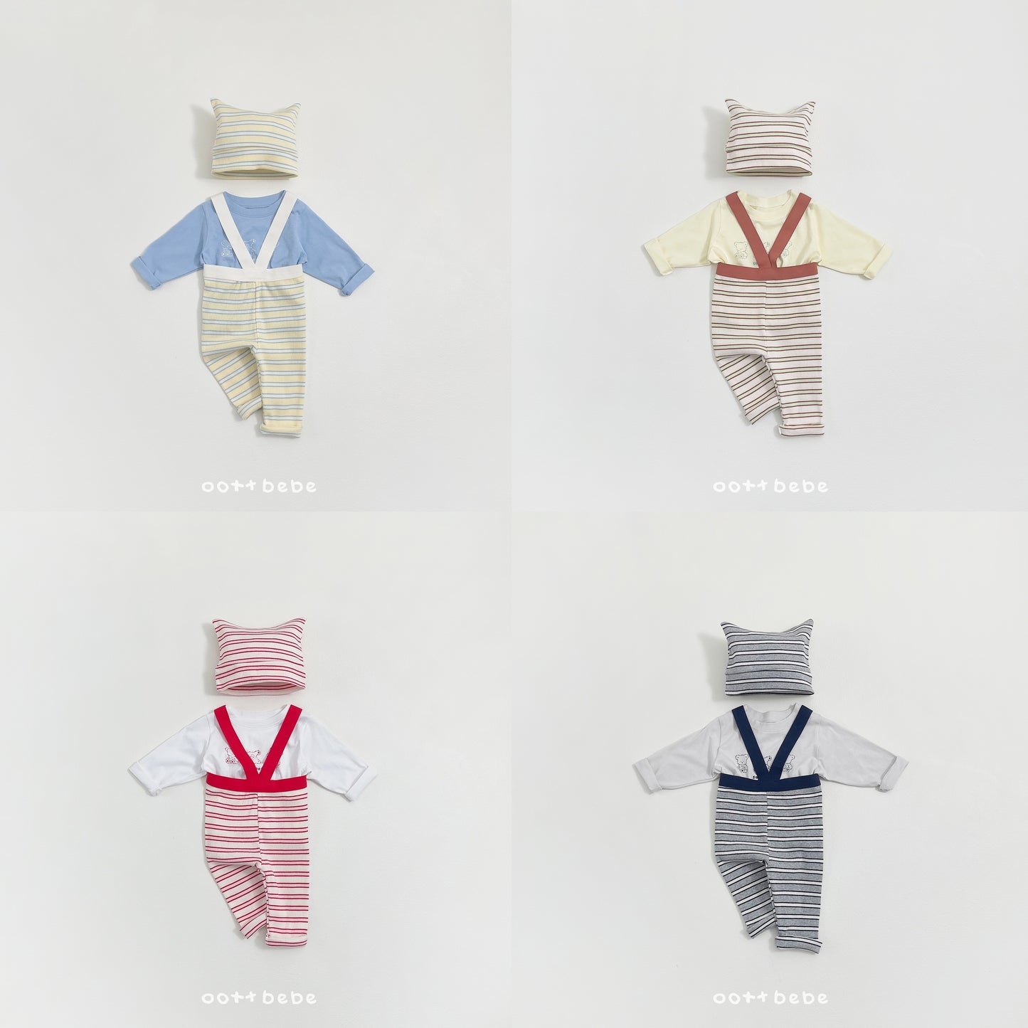 (Pre-order) OOTTBEBE Spring - Say OOTT Stripe Suspender Leggings 세이오뜨멜빵레깅스 (4 Colors)