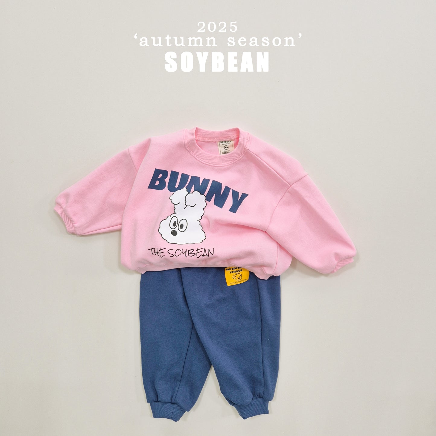 (Pre-order) Soybean Kids - Cloud Bunny Color Block Top & Bottom Set 구름토끼배색상하복 (2 Colors)