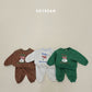 (Pre-order) Soybean Kids Winter - Cloud Bunny Fleece-Lined Top & Bottom Set 양기모구름토끼상하 (3 Colors)