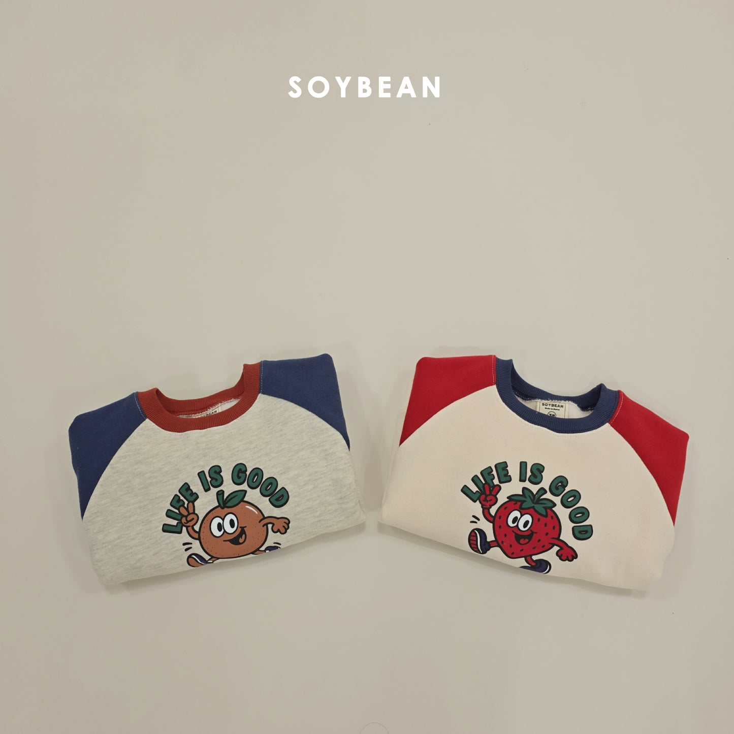 (Pre-order) Soybean Kids Winter - Fruit Raglan Fleece-Lined Sweatshirt 과일양기모맨투맨 (2 Colors)
