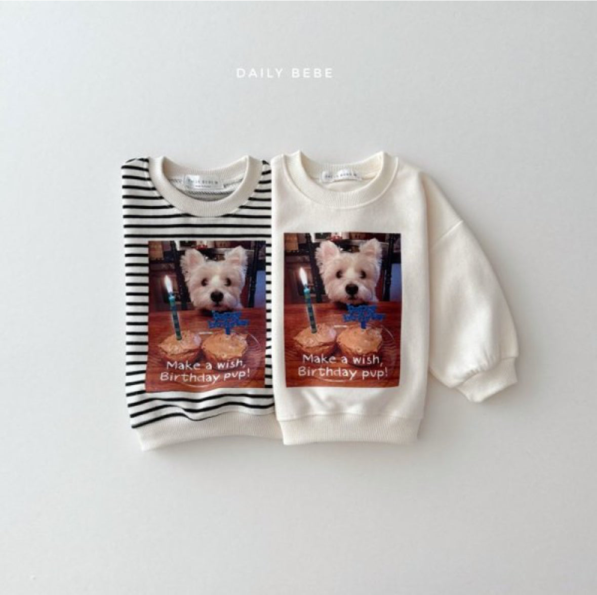 (In-stock) Daily Bebe - Birthday Pup Sweatshirt 생일축하 맨투맨 (2 Colors)