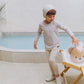 (Pre-order) KoongsKoongs Kids’ Premium Top & Bottom Beige Check Rashguard Set