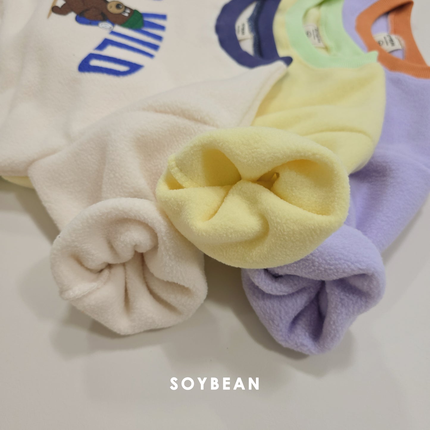 (Pre-order) Soybean Kids Winter - Camping Bear Fleece Top & Bottom Set 캠핑베어플리스상하 (3 Colors)