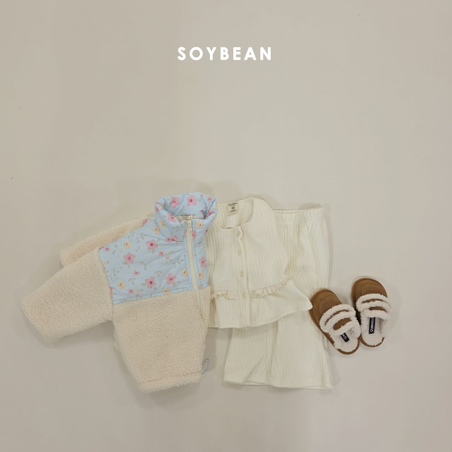 (Pre-order) Soybean Kids Winter - Mochi Square Top & Bottom Set 모찌스퀘어상하 (2 Colors)