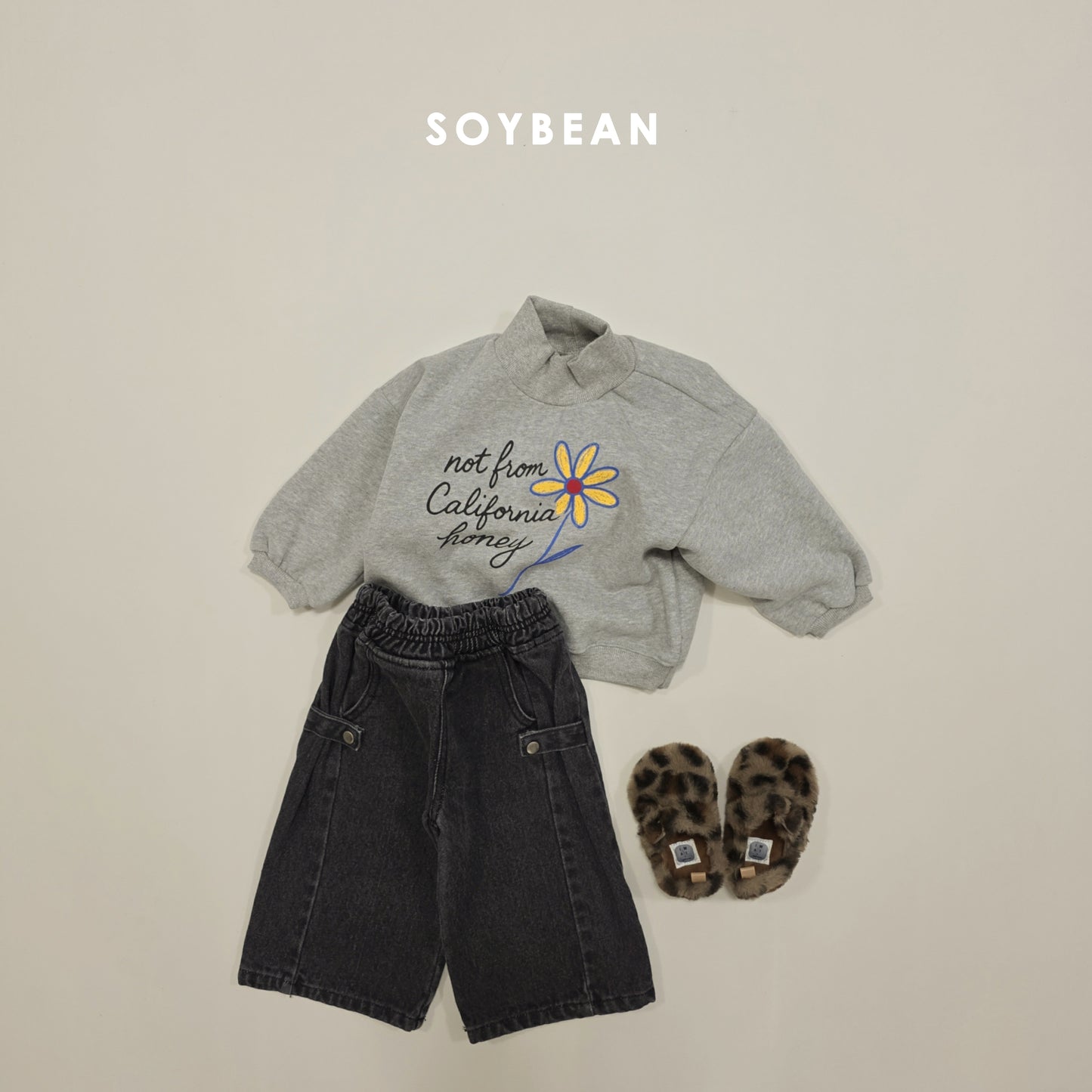 (Pre-order) Soybean Kids Winter - Snap Cut Fleece-Lined Denim Pants 스냅컷기모데님 (2 Colors)