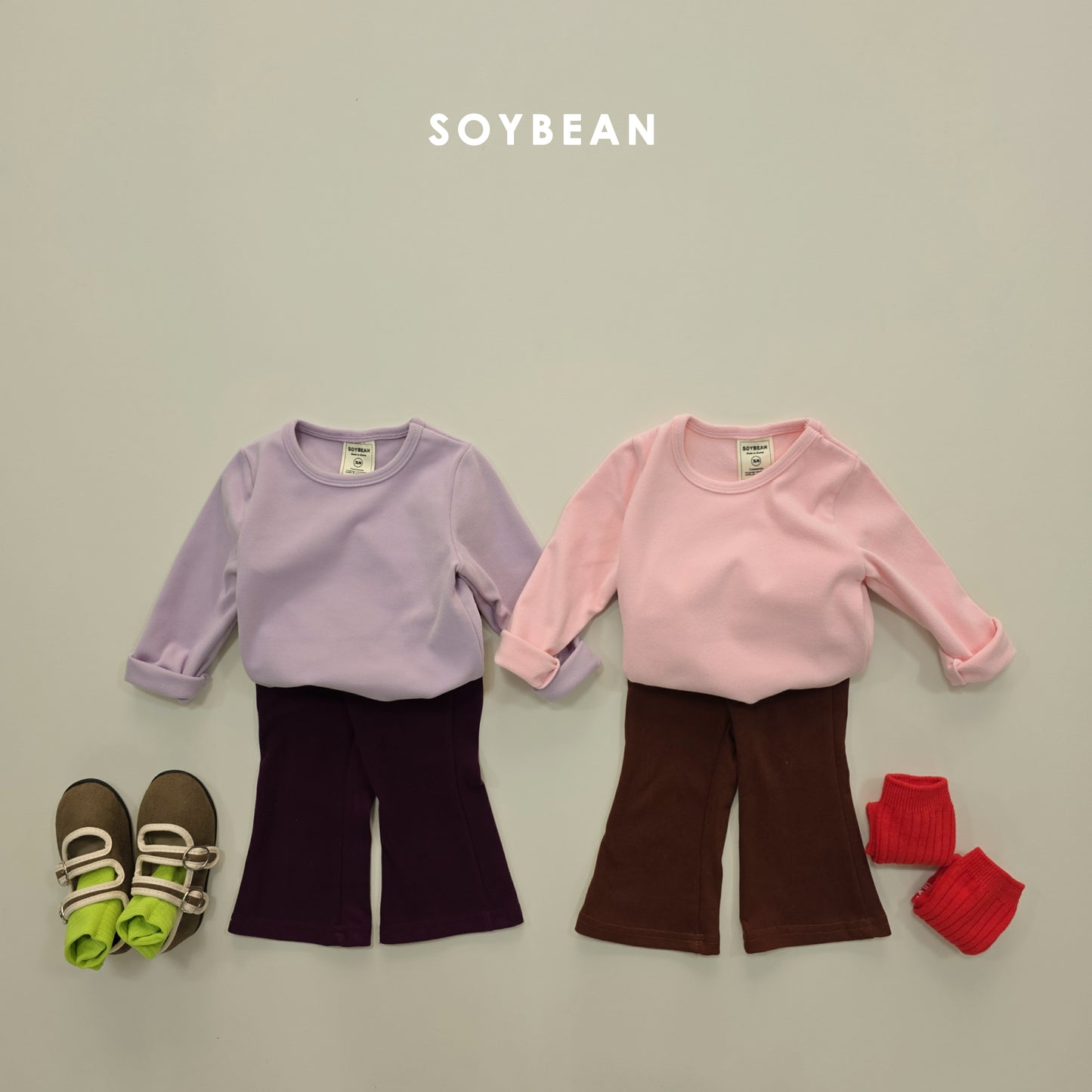 (Pre-order) Soybean Kids Winter - Puffy Contrast Flare Set 퐁실배색플레어세트 (3 Colors)
