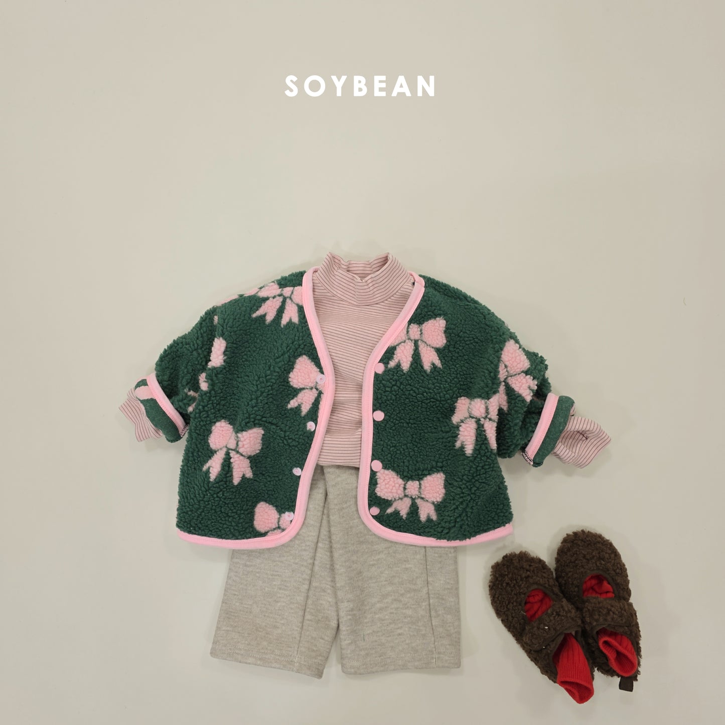 (Pre-order) Soybean Kids Winter - Ribbon Sherpa Jacket 리본양털자켓 (2 Colors)