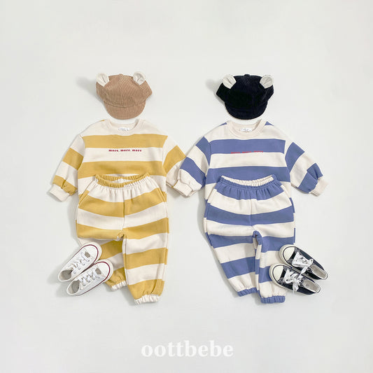 (Pre-order) OOTTBEBE Winter - MORE Stripe Top & Bottom Set MORE상하복 (2 Colors)