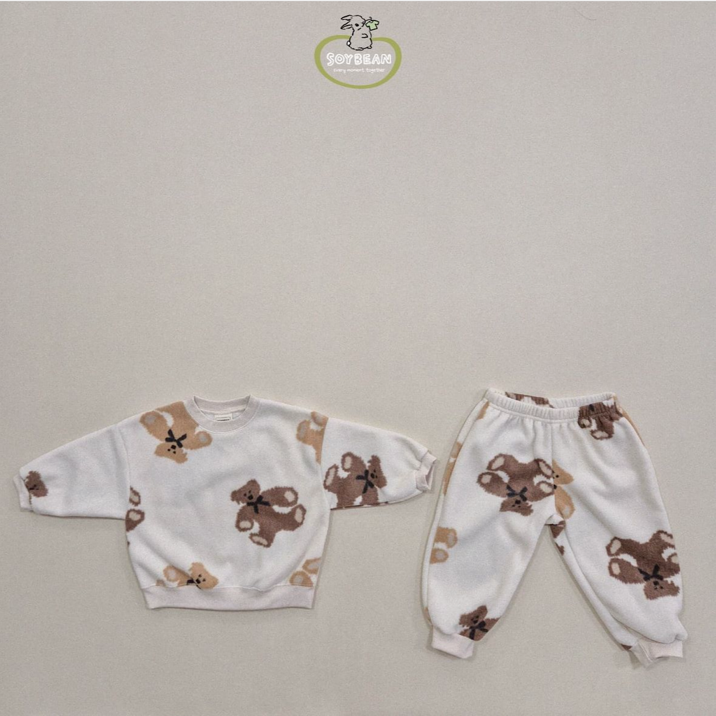 (Pre-order) Soybean Kids - Teddy Fleece Top & Bottom Set 테디플리스상하복 (3 Colors)