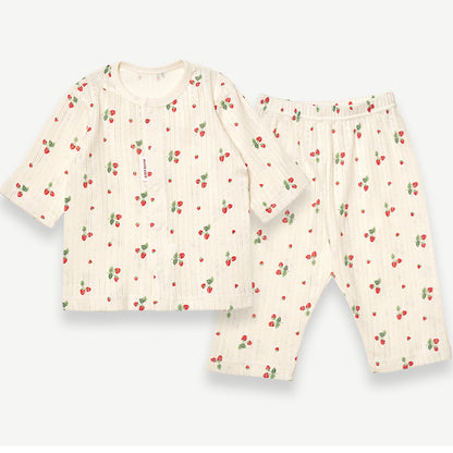 (Baby Boom) Spring Cotton Jacquard 3/4 Sleeve Pajama Set (2 Colors)