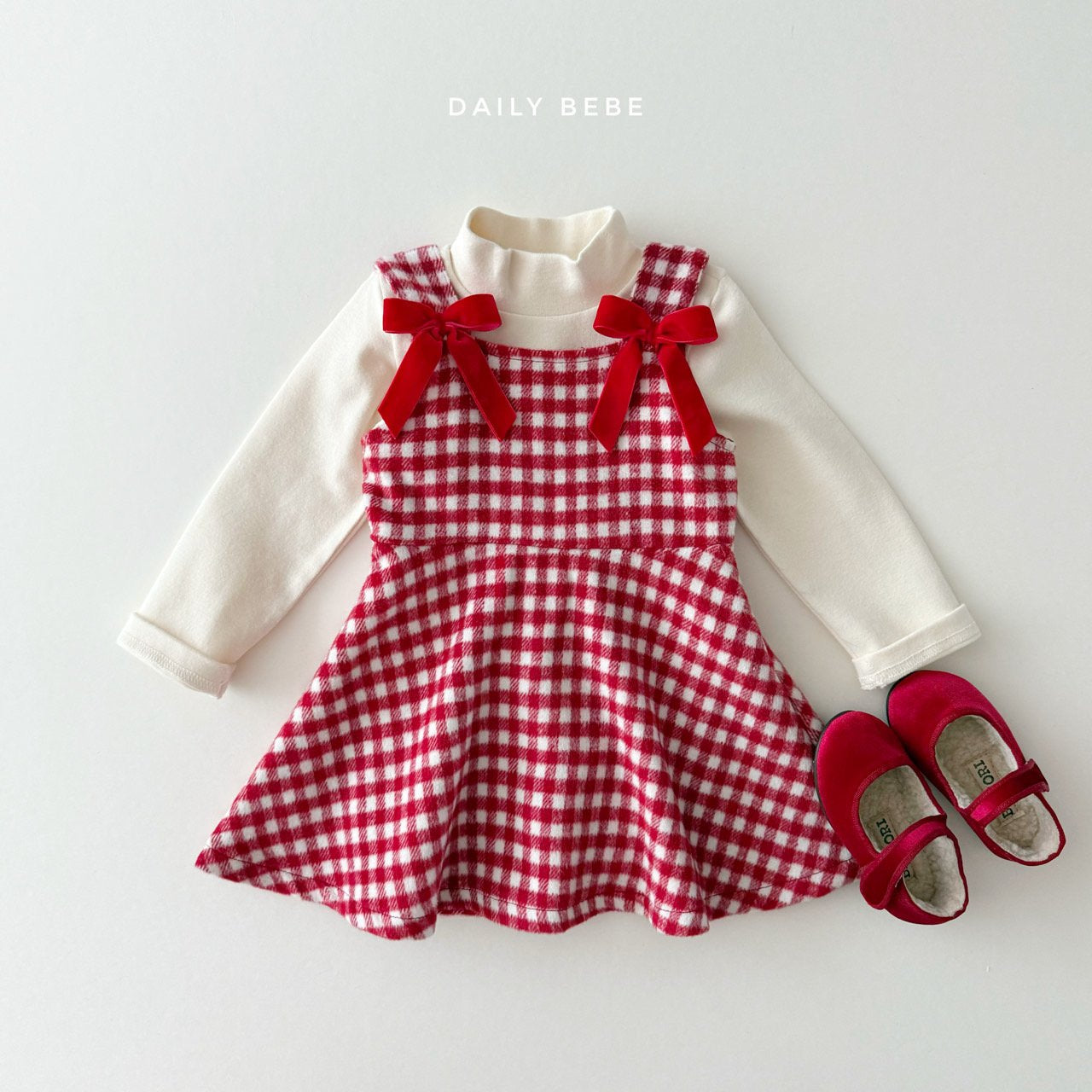 (Pre-order) Daily Bebe - Kids’ Christmas Eve Check Dress 이브체크원피스