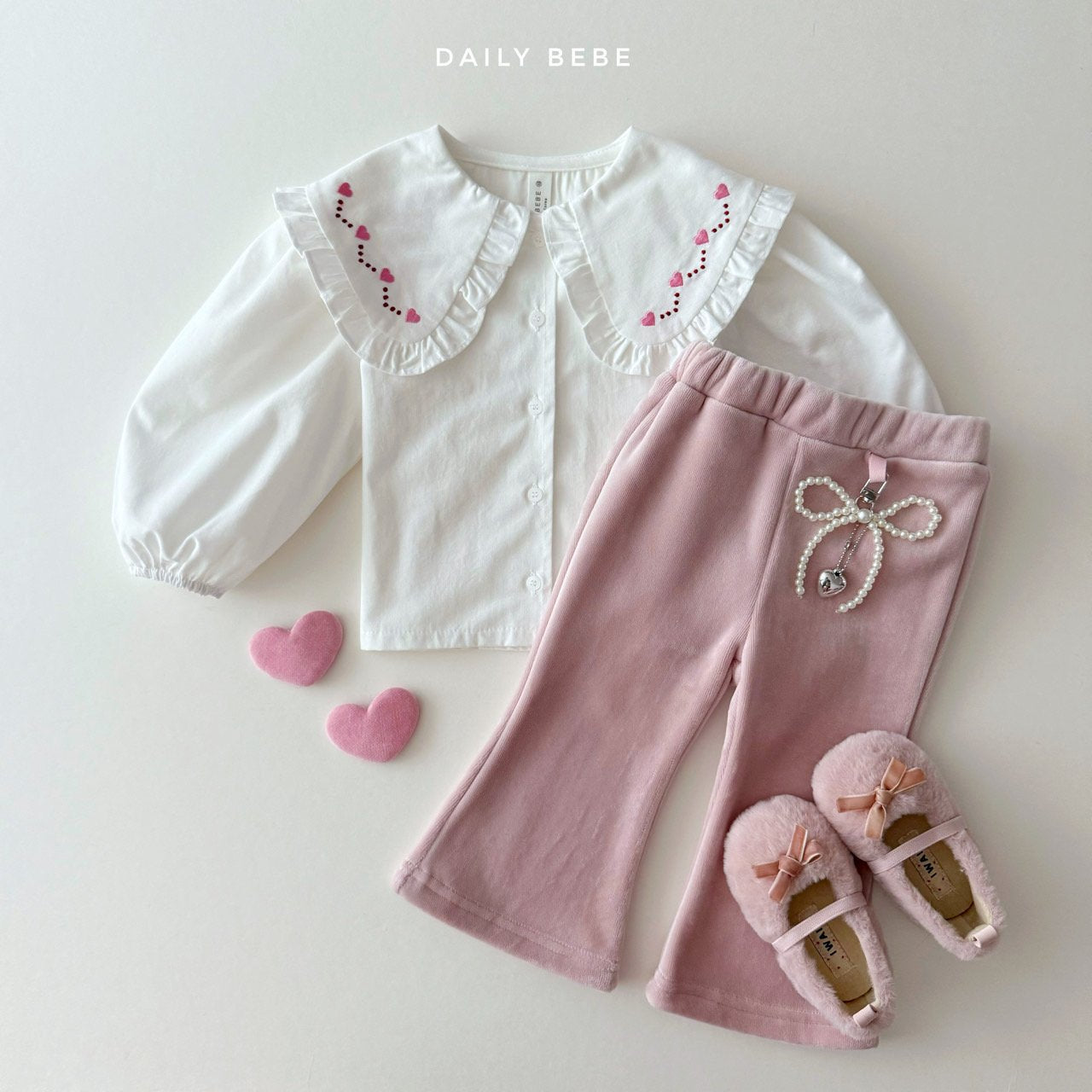 (Pre-order) Daily Bebe - Kids’ Embroidered Collar Blouse 자수카라 블랑