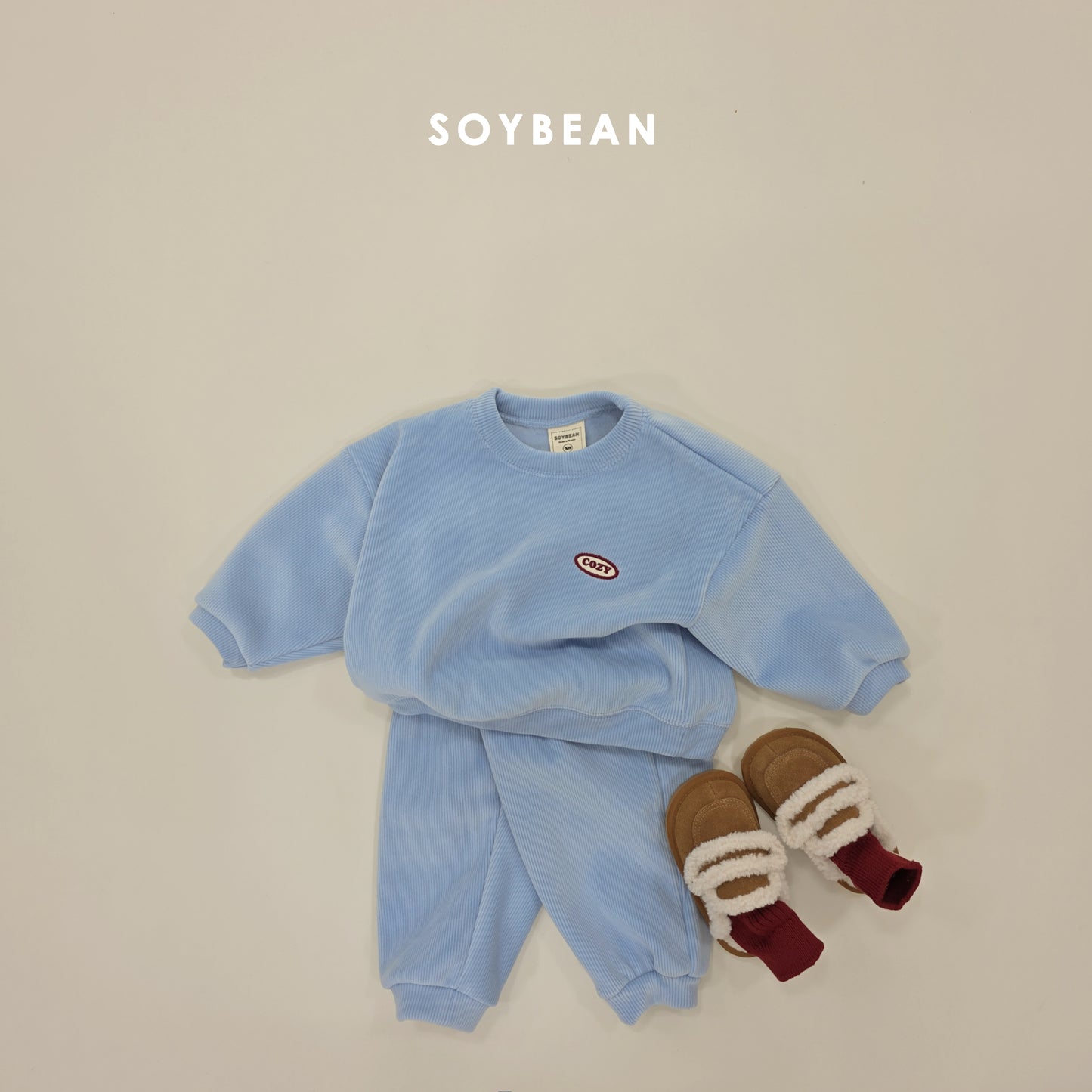 (Pre-order) Soybean Kids Winter - Minky Cozy Ribbed Fleece-Lined Top & Bottom Set 밍크코지상하복 (4 Colors)