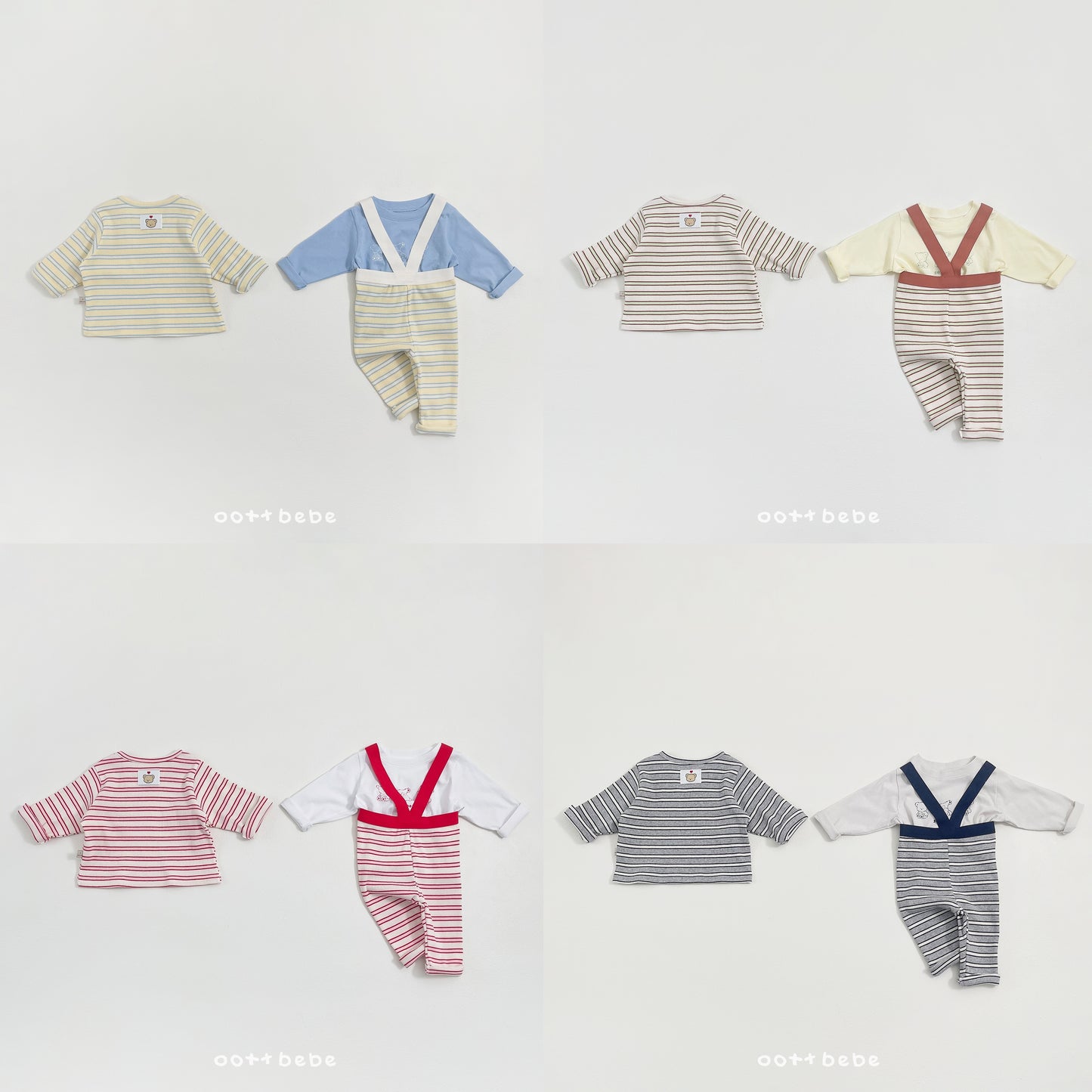 (Pre-order) OOTTBEBE Spring - Say OOTT Stripe Suspender Leggings 세이오뜨멜빵레깅스 (4 Colors)