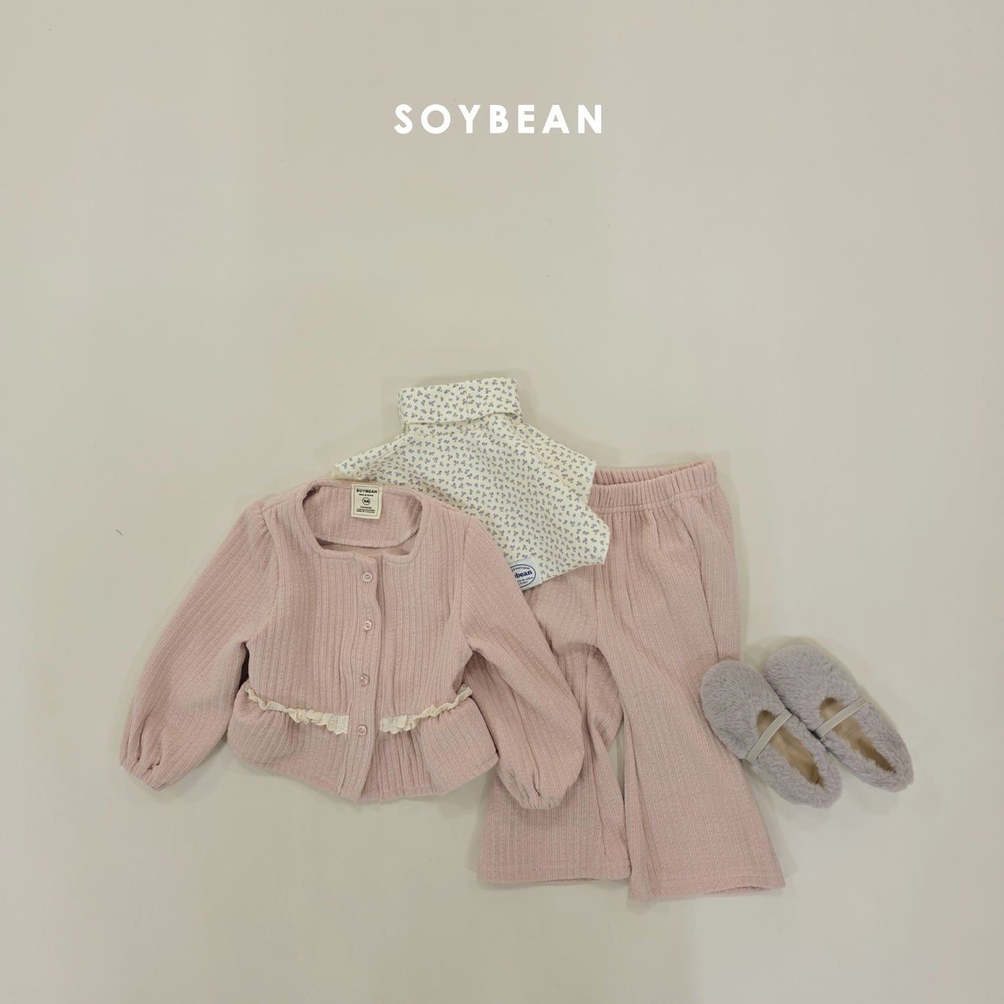 (Pre-order) Soybean Kids Winter - Mochi Square Top & Bottom Set 모찌스퀘어상하 (2 Colors)