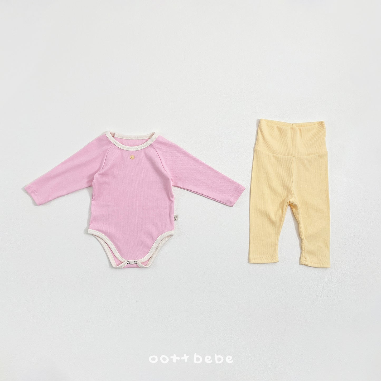 (Pre-order) OOTTBEBE Spring - Picnic Modal Ribbed Romper & Leggings Set 피크닉슈트세트 (3 Colors)